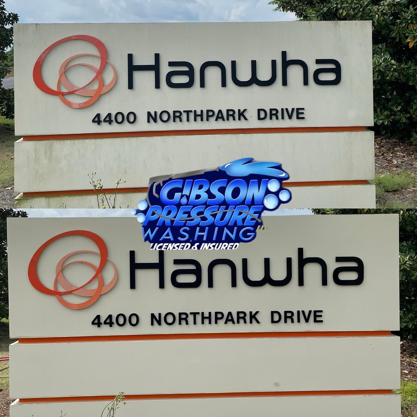 Concrete Cleaning and Sign Cleaning for Hanwha in Opelika, AL